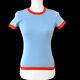 Authentic Chanel Vintage Cc Logos Short Sleeve Tops Light Blue Red #38 Ak26073f