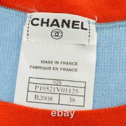 Authentic CHANEL Vintage CC Logos Short Sleeve Tops Light Blue Red #38 AK26073f