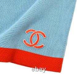 Authentic CHANEL Vintage CC Logos Short Sleeve Tops Light Blue Red #38 AK26073f