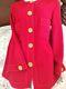 Authentic Chanel Rare Vintage Red Tweed Jacket Gold Tone Logo Buttons Sz36