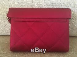 Authentic Chanel Red Satin Mini Clutch Vintage Bag