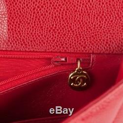 Authentic Chanel Vintage Briefcase Portfolio Work Bag in Red Caviar Leather Rare