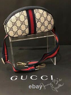 Authentic GUCCI GG Canvas Vintage Pouch Crossbody/ Waist Bag Blue Red Web