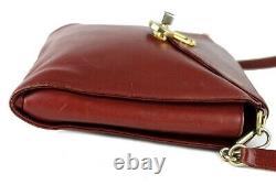 Authentic GUCCI Red Leather Shoulder Bag Crossbody Bag Purse Italy Vintage Used