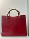 Authentic Gucci Vintage Red Bamboo Tote Bag Gucci Logo