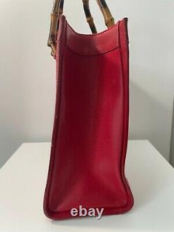 Authentic Gucci Vintage Red Bamboo Tote Bag GUCCI Logo