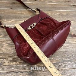 Authentic Gucci Vintage Suede Burgundy Red Purse Handbag
