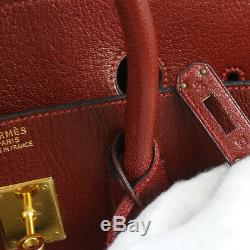 Authentic HERMES BIRKIN 35 Hand Bag Burgundy Chevre Myzore Vintage GHW RK13571f