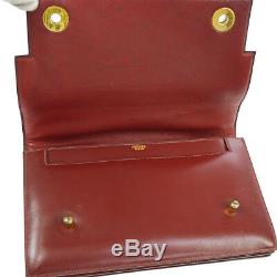 Authentic HERMES PIANO Hand Bag Purse Bordeaux Box Calf France Vintage V31501
