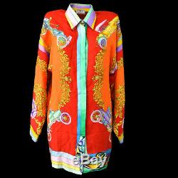 Authentic VERSACE Vintage Long Sleeve Tops Shirt Tops Orange Silk #38 AK31946