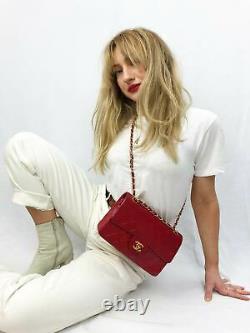 Authentic Vintage 1986 Chanel 2.55 Classic Small Double Flap Red Bag