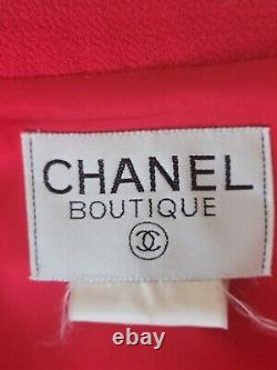 Authentic Vintage 95a Chanel Wool Red Military Jacket CC Logo Buttons 44