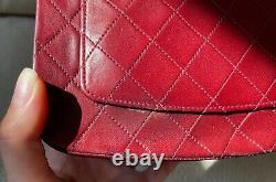 Authentic Vintage CHANEL Dark Red Lambskin Leather Flap 24K GOLD HW Chain Bag