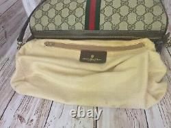 Authentic Vintage Gucci Monogram Canvas Red & Green Stripe Crossbody Handbag