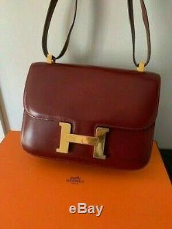 Authentic Vintage HERMES Constance 24cm Box Rouge H Red Bag GHW