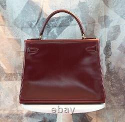 Authentic Vintage HERMES Red Kelly 28cm Rouge G Box Calf Leather