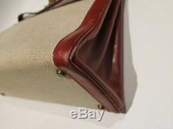 Authentic Vintage HERMES kelly 35 from 1988 in Red and Toile H