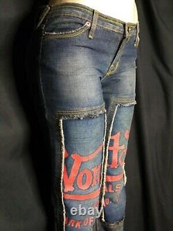 Authentic Vintage Von Dutch Womens Red Graphic Kick Low Rise Flare Jeans SZ 29