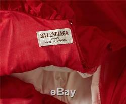 BALENCIAGAVINTAGERed Rosette Ruffle Tulle One-Shoulder Ball Gown Long Dress XS