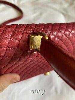 BALLY vintage red quilted leather flap turn lock bag
