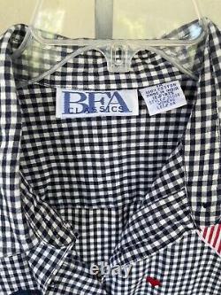 BFA Classics Vintage Womens Aplique Hearts Red Blue Button Down Shirt Size 1X