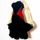 Black Widow 90's Vintage Red Black Velvet Boned Bust Ruffled Cocktail Dress Xs