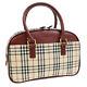 Burberry's Burberry Check Hand Bag Purse Beige Red Canvas Leather Vintage 35235