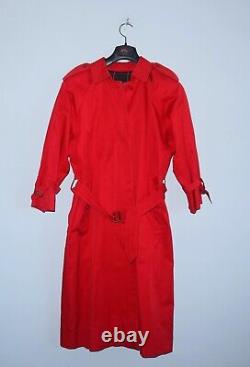 BURBERRYS Womens Vintage Red Trench Coat Blue Plaid Lined Jacket Size 12