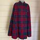 Burberrys Vintage Reversible Cape, Poncho, Black And Red Plaid Or Black. Zip Arms