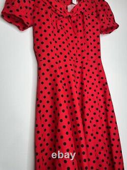 Bernie Dexter Vintage Red with Black Polka Dot Pinup Dress Womens Small 50's RARE