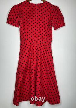 Bernie Dexter Vintage Red with Black Polka Dot Pinup Dress Womens Small 50's RARE