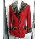 Betsey Johnson Luxe Size P/xs Vintage 90s Red Leopard Faux Fur Trim Coat