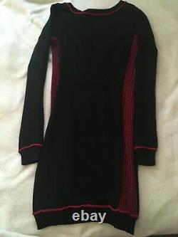 Betsey Johnson Vintage Sex Pot Sweater Dress Black Red Size M Long Sleeve