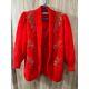Big Star Womens Xl Angora Fuzzy Vintage Red Sweater Jacket Pearl Beads Read