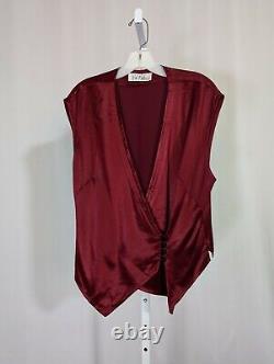 Bob Mackie Vintage Couture Mainline Burgundy Satin Wrap Blouse Top Archiven Red