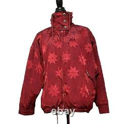 Bogner Womens Ski Jacket Snowboard Coat Red Snowflakes Size 8 Vintage