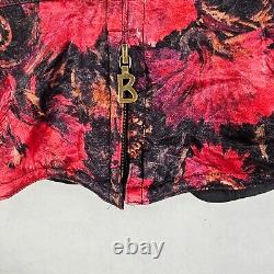 Bogner Womens Vintage Crop Ski Jacket Snap Front Floral Print Red Black Size 10