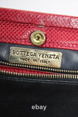 Bottega Veneta Womens Single Strap Framed Vintage Lizard Skin Handbag Red