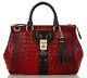 Brahmin Courtney Satchel Ruby Tri Texture Red Brown Handbag Croc Scarlet