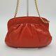 Bullock's Vintage Red Leather Shoulder Bag Clutch With Chain Strap Made In Italy