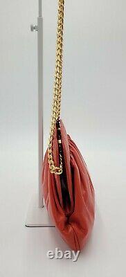 Bullock's Vintage Red Leather Shoulder Bag Clutch with Chain Strap Made in Italy