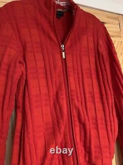 Burberry Golf Womens Red Jacket Zip Check Plaid Long Sleeve Vintage Small Ladies
