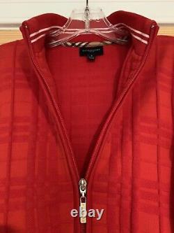 Burberry Golf Womens Red Jacket Zip Check Plaid Long Sleeve Vintage Small Ladies