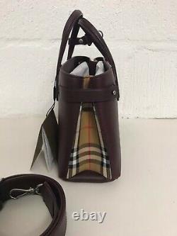 Burberry Small Banner Mahogany Red Leather And Vintage Check Bag £1295