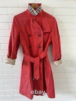 Burberry Trench Coat Vintage Red Women 10 Uk (38 Eur) (6 US) Check