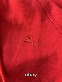 Burberry Vintage Check Zipped Hoodie- Red. Size Small