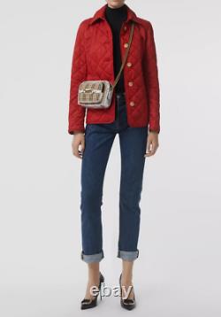 Burberry Women Frankby 18 Vintage Check Quilted Jacket Coat Red Size Medium NWT