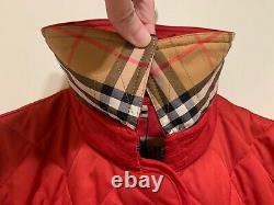 Burberry Women Frankby 18 Vintage Check Quilted Jacket Coat Red Size Medium NWT