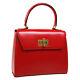 Celine Logos 2way Hand Bag M92 Purse Red Leather Vintage Italy Authentic 30652