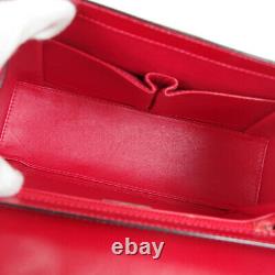 CELINE Logos 2way Hand Bag M92 Purse Red Leather Vintage Italy Authentic 30652